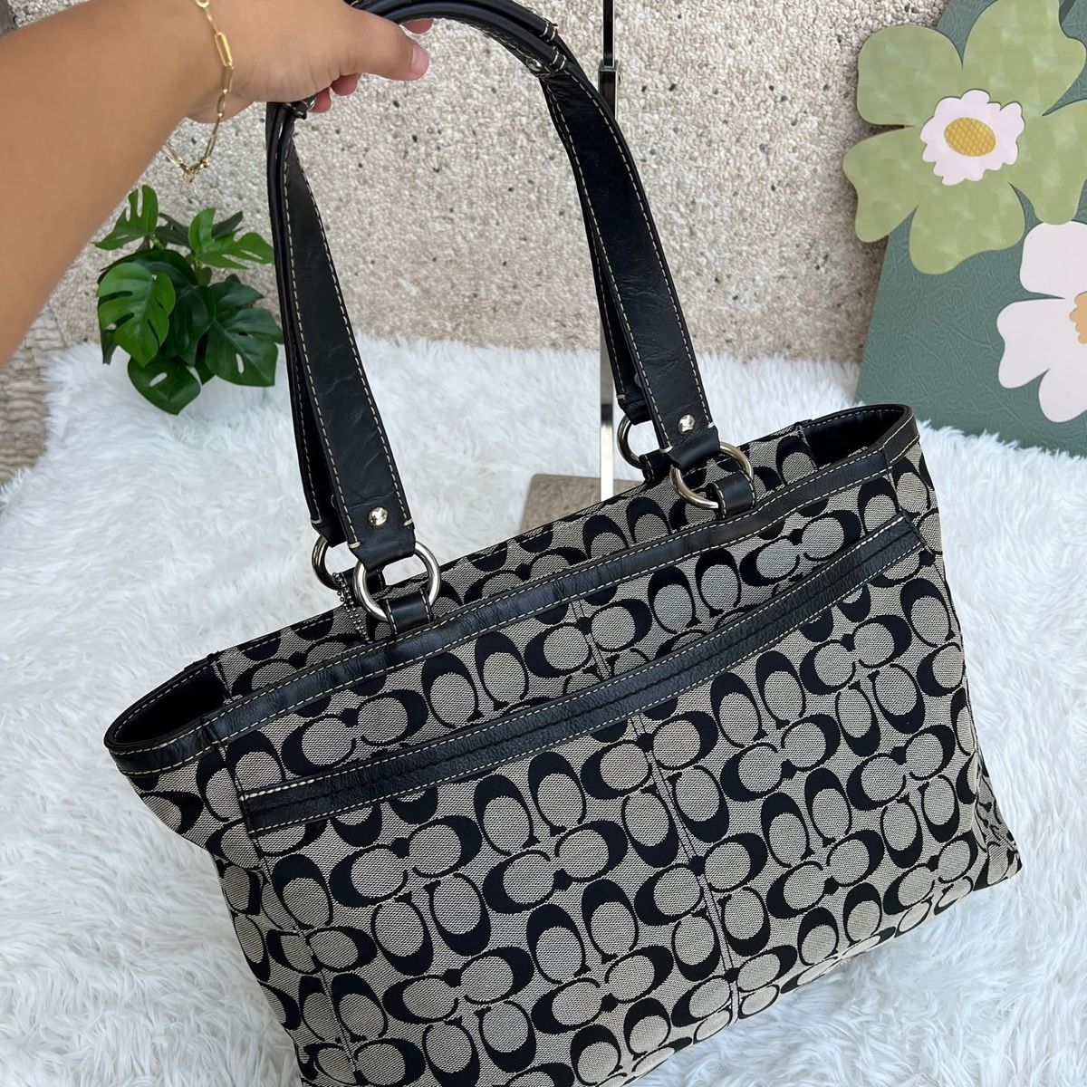 Coach Borse da donna: Coach Tasche Monogram Canvas Leder schwarz beige, Schoolbag – Usato da Eggenwil venduto da CNSRVINTAGE 4