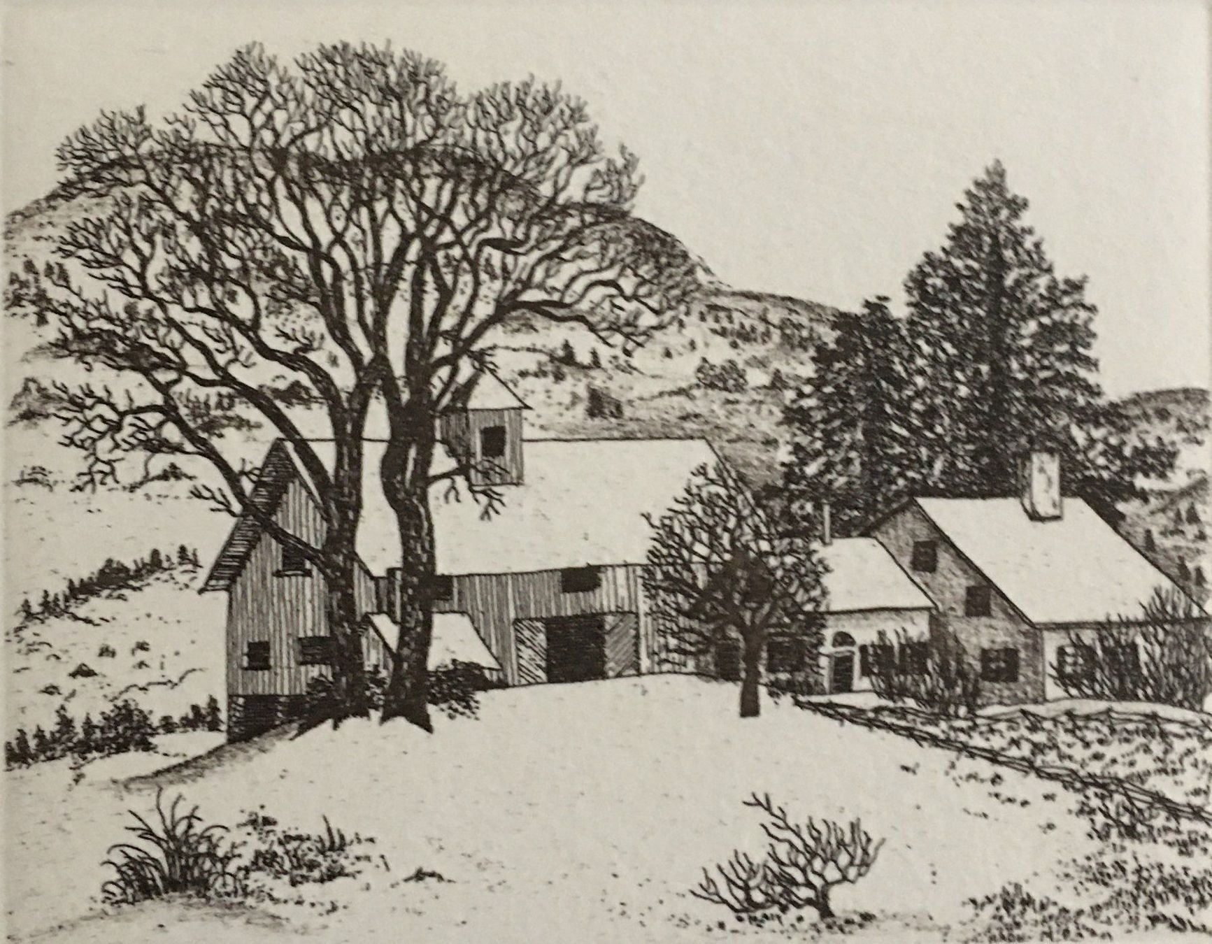 Dipinti: Claus Sievert "Winterlandschaft" RADIERUNG – Usato da Nennigkofen venduto da babag 1