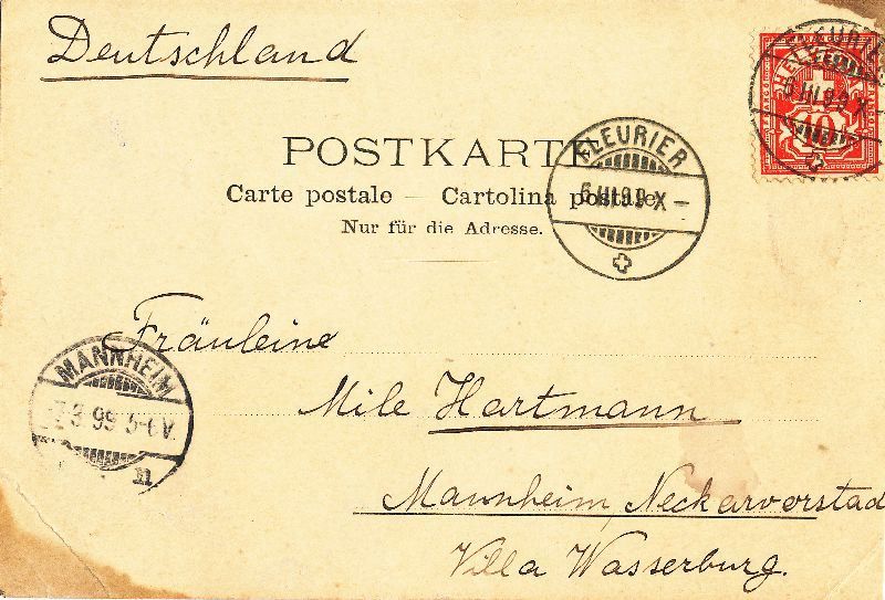 Cartoline postali: Freurier - Hotel de la Couronne 1899 – Usato da Emmenbrücke venduto da teestube 1
