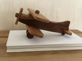 Holzflugzeug Vintage Handarbeit Massivholz Modell Deko
