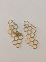 Ohrhänger Bienenwaben und Biene gold