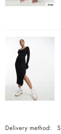 ASOS Black Ribbed Midi Dress, Long Sleeve, UK Size 12