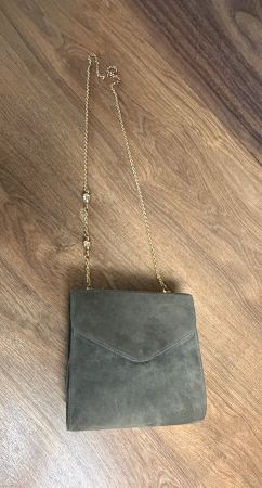 Bruno Magli Vintage Wildleder Handtasche Grau Gold