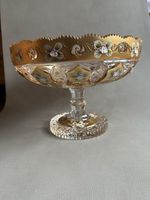 Böhmische Kristall Schale mit Golddekor, Vintage