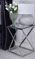 Table d'appoint chrome et verre