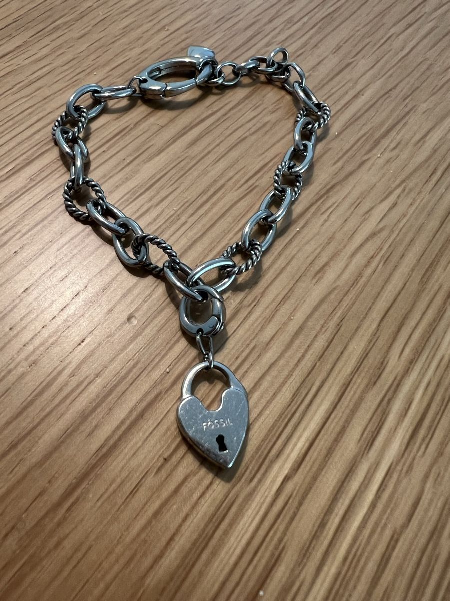 Fossil Bracciali & Braccialetti: Fossil, Silbernes Armband mit Herzanhänger – Nuovo (secondo la descrizione) da Zürich venduto da Zebra_20 1