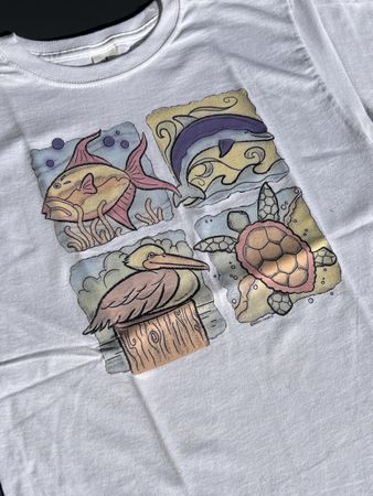Cooles Magic T-Shirt mit Tiermotiv, Sea Squares