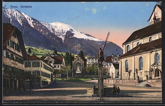 Cartoline postali: AK Stans, Dorfplatz, Monument – Usato da Berlin venduto da bartko-reher