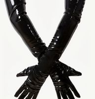 Chic Guanti lunghi Latex Laccato-1size- nuovo-feste 👍