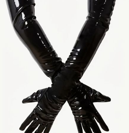Chic Guanti lunghi Latex Laccato-1size- nuovo-feste 👍