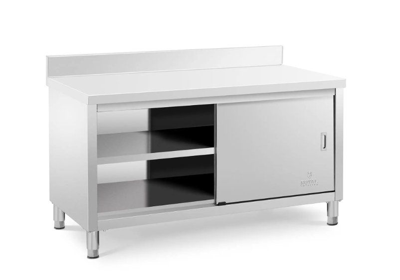 Royal Catering Edelstahl Arbeitsschrank 180x70x85cm - Gastro Küchenschrank Mit 500kg Tragkraft