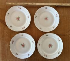 4 vintage Teller mit Rosenmuster und Goldrand