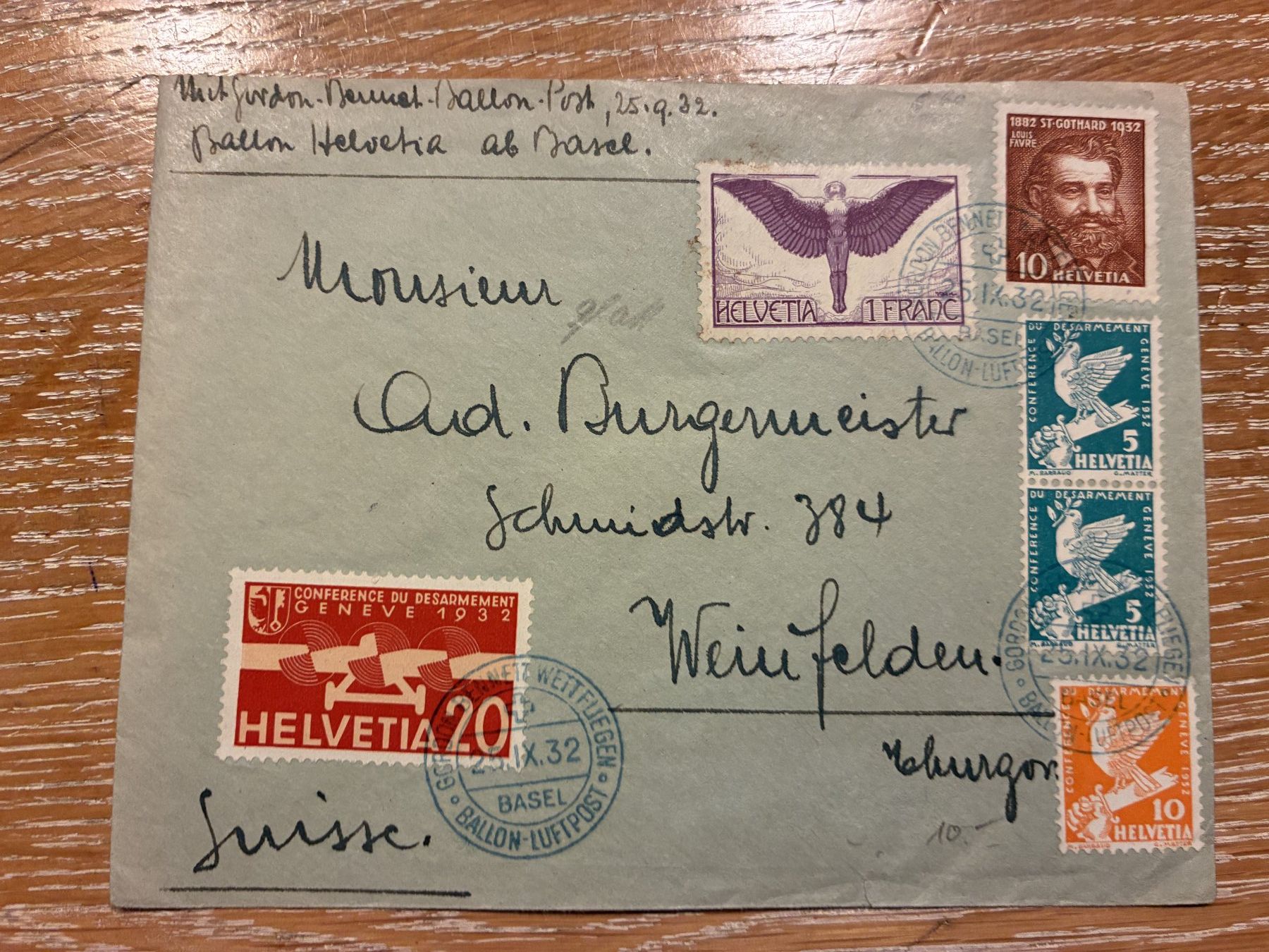 Tutti i francobolli: 220. FLUGBRIEF MIT F12 GORDON BENNETT BALLONPOST SST. EBRACH – Usato da Oud-Turnhout venduto da Frankaturware