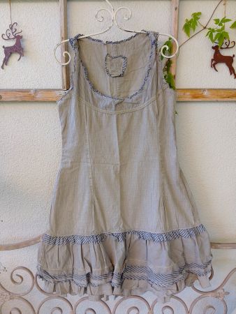Hübsches Nile Kleid grau/ hellolive, blau,Grösse M