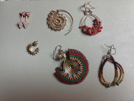 Lot de 6 paires de boucles d'oreilles style fantaisie