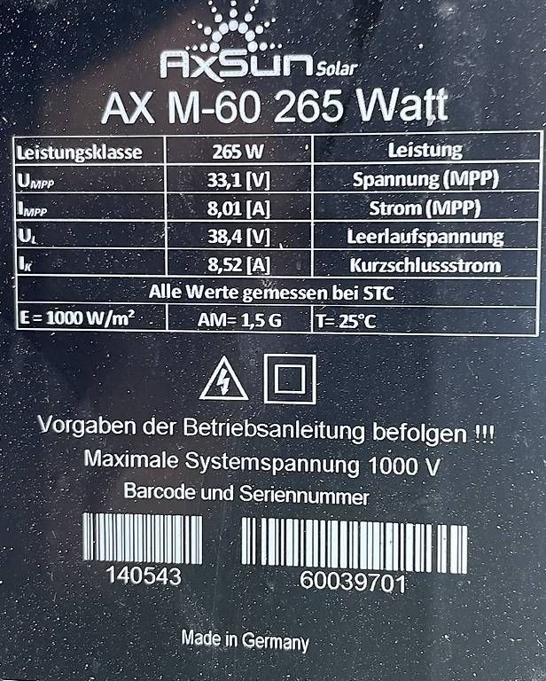 Dispositivi a energia solare: 25Stk. Solarpanels 265W – Usato da Böckten venduto da Siargao78 1