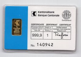(2403) Goldbarren 1 g, KB, top stgl