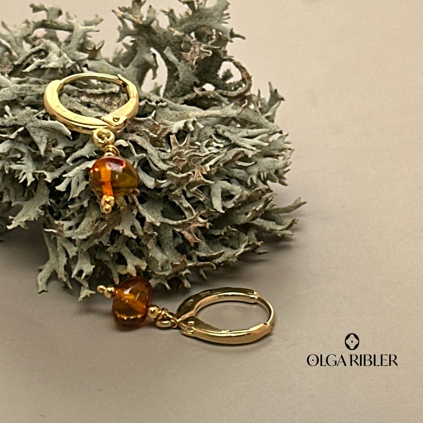 Olga Ribler Orecchini pendenti & Orecchini a lobo: Sterling Silber 925 Creolen  mit Bernstein – Nuovo (secondo la descrizione) da Luzern venduto da Schmuckoutlet 3