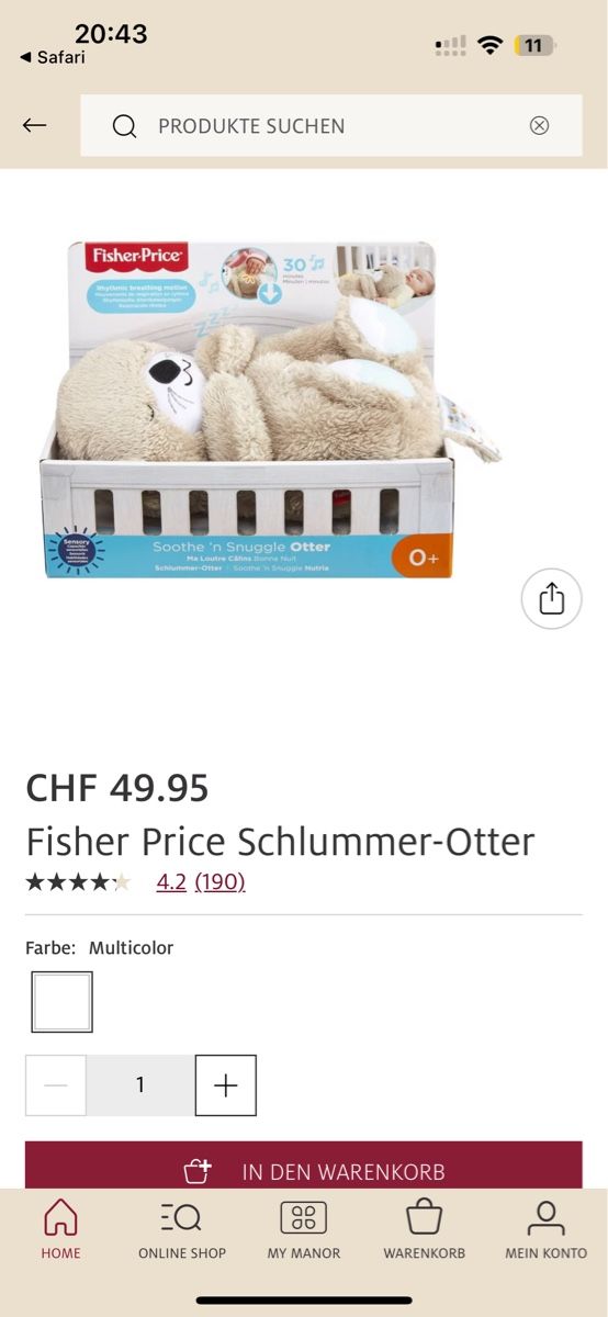 Fisher-Price Giocattoli: Fisher-Price Schlummer-Otter, neuwertig – Nuovo (secondo la descrizione) da Winterthur venduto da m.tix 1
