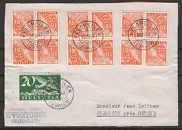 1942 : Paket - Karte von Feldmeilen - Chambesy