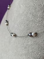 Silberkette echte Perlen weiss-violett (40cm)