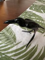 Glasfigur Vogel schwarz Handarbeit Dekoration Neu
