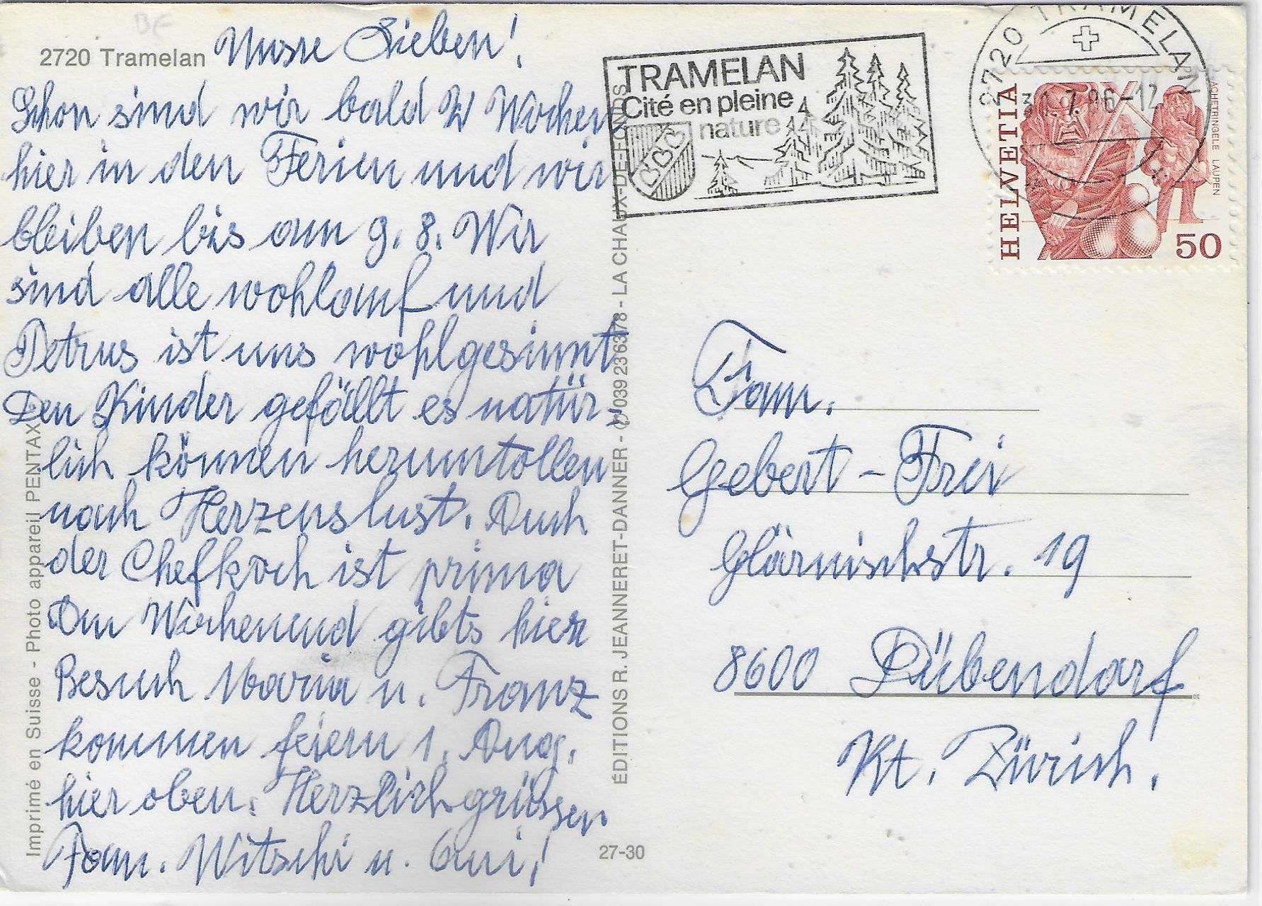 Cartoline postali: Vue aerienne - Tramelan – Usato da Ettingen venduto da Kartenplanet 1