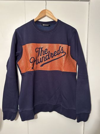 The Hundreds Sweater Gr. M Navy Blau Lederapplikation Vintag