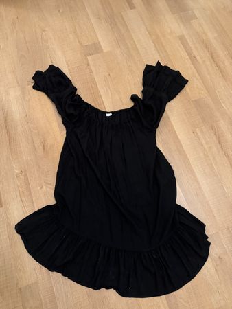 LASCANA Kleid schwarz Grösse 42/44 Off-Shoulder Rüschen