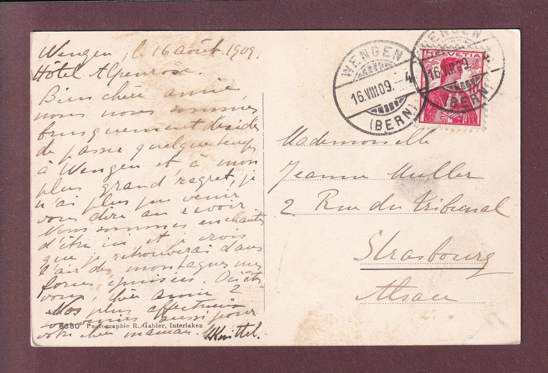Cartes postales: WENGEN - Jungfrau - 1909 – D'occasion à Pully par nicecards 1
