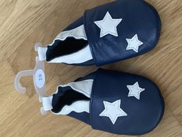 Süsse Leder Krabbelschuhe Gr. 19, dunkelblau mit Sternen