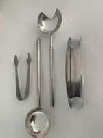 Silver Plated Serving Set Ladles Tongs Napkin Holder