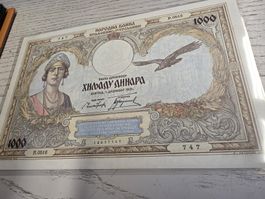 1000 Dinara Jugoslawien 1931 banknote guter Zustand