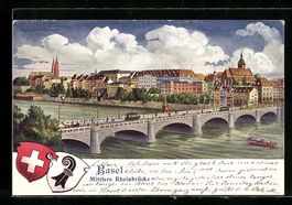 Basel, Neue mittlere Rheinbrücke mit St