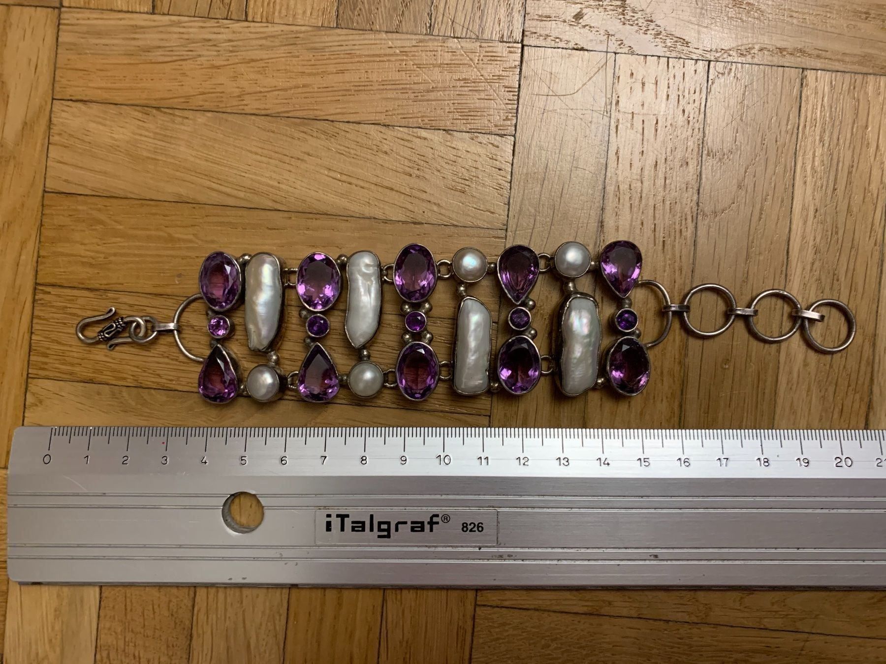 Bracelets: Amethyst Perlen Silber Armband – Neuf (Voir description) à Birsfelden par Exclusivity 2