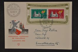 1955 W35 Block auf Ausstellungsbrief