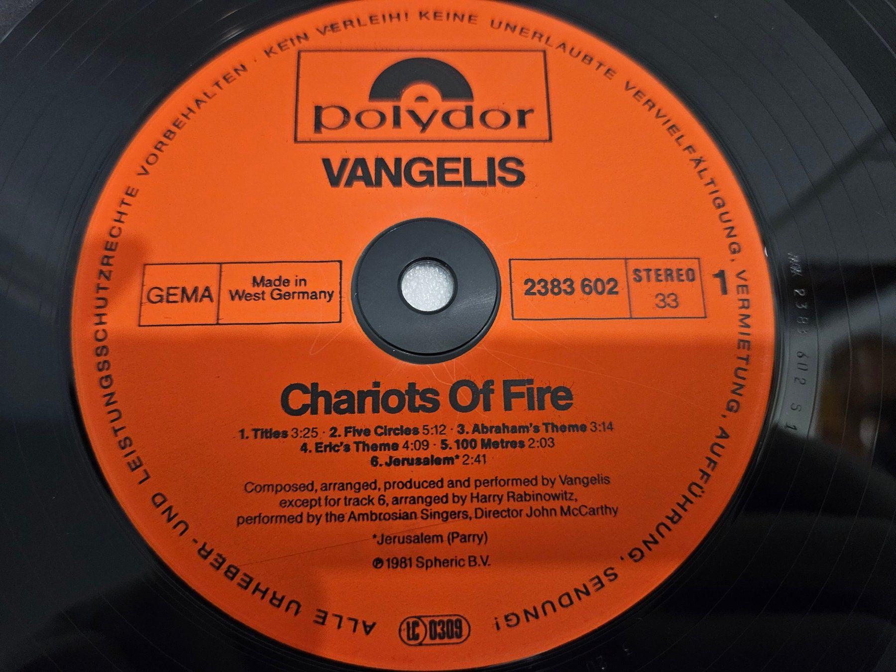 Schallplatten: Chariots Of Fire – Gebraucht aus Uster von Vinyl-Leidenschaft 6