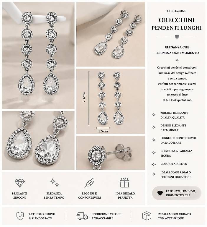Ohrringe & -stecker: Orecchini pendenti zirconi – Neu und originalverpackt aus Lugano von solowolford