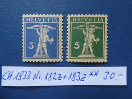 CH 1933 Nr. 182z und 183z postfrisch **