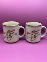 Lot de 2 tasses anglaises vintage à motif floral automnal