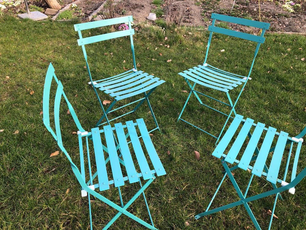 4 schöne GartenStühle Balkonstühle aus Metall Kaufen auf Ricardo