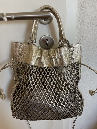 Sac à main Roberta Gandolfi cuir doré avec filet