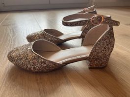 Wunderschöne Glitzer Riemchenballerina, Gr 35.5 (UK 3)