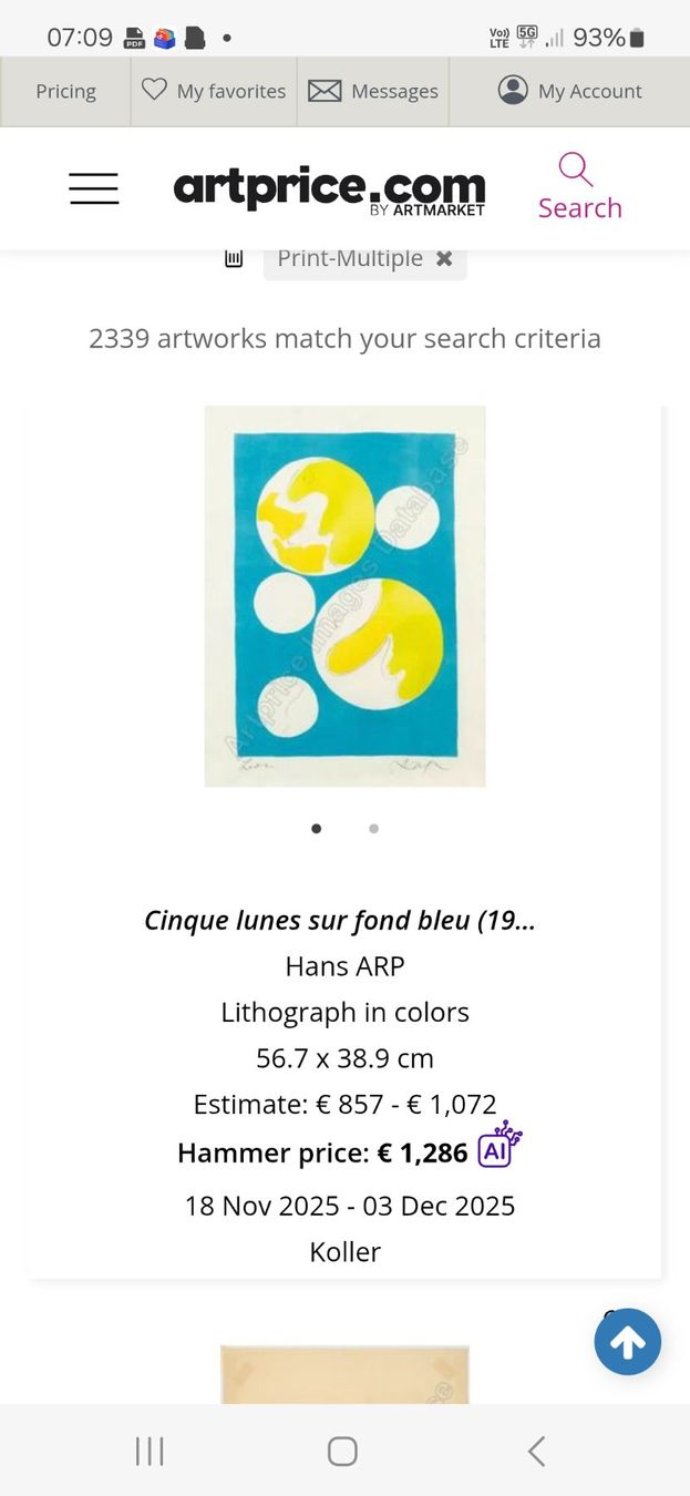 Grafica & Litografie: Jean Arp lithographie – Usato da Aldesago venduto da Ivo47x 3