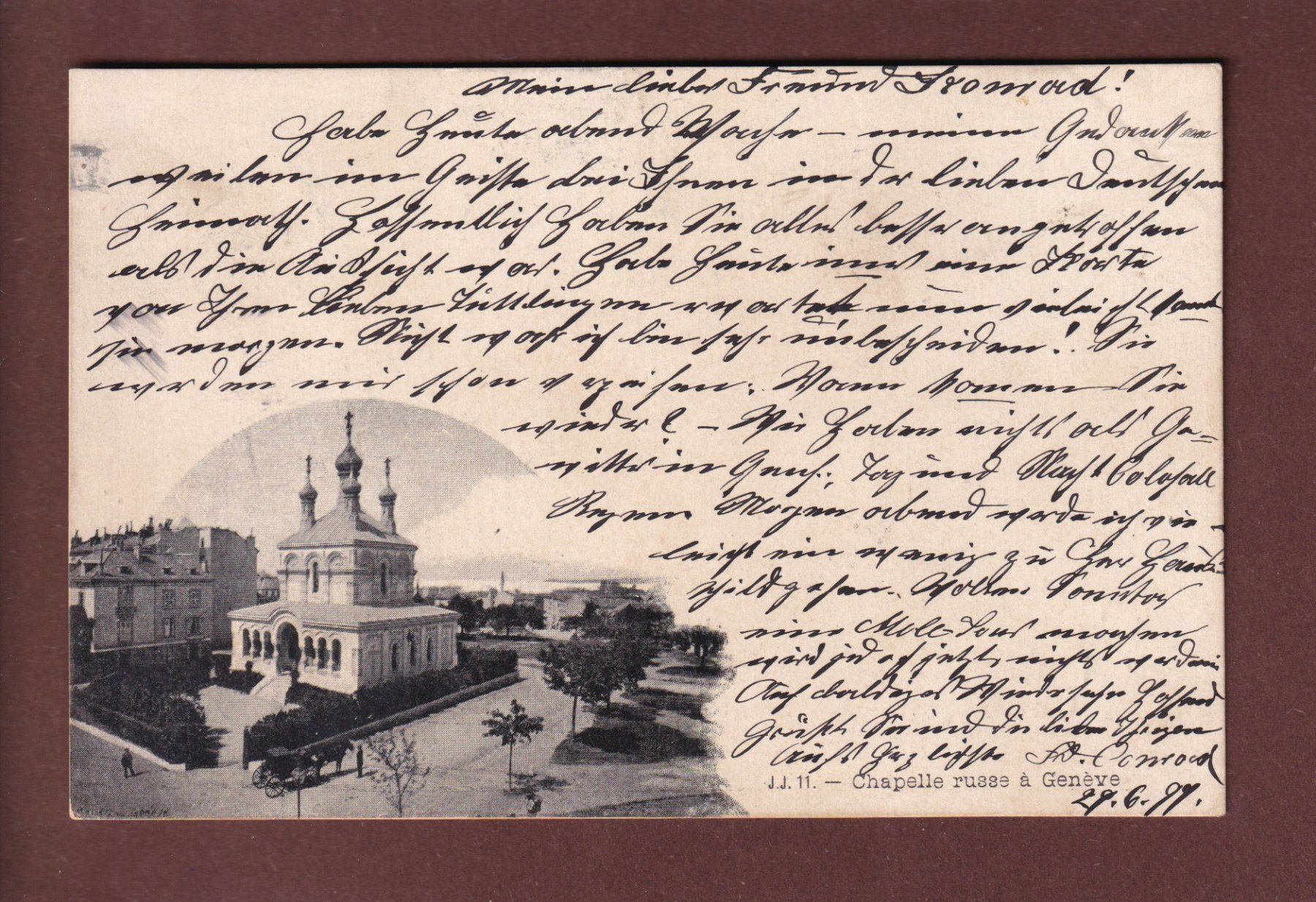 Cartoline postali: GENEVE - Chapelle russe - 1899 – Usato da Pully venduto da nicecards