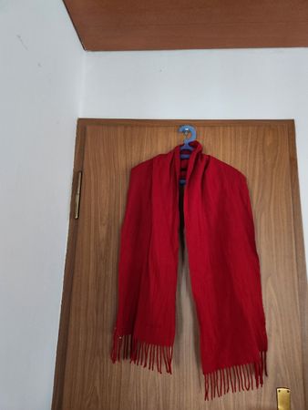 Foulard Lancel Laine Rouge avec Franges