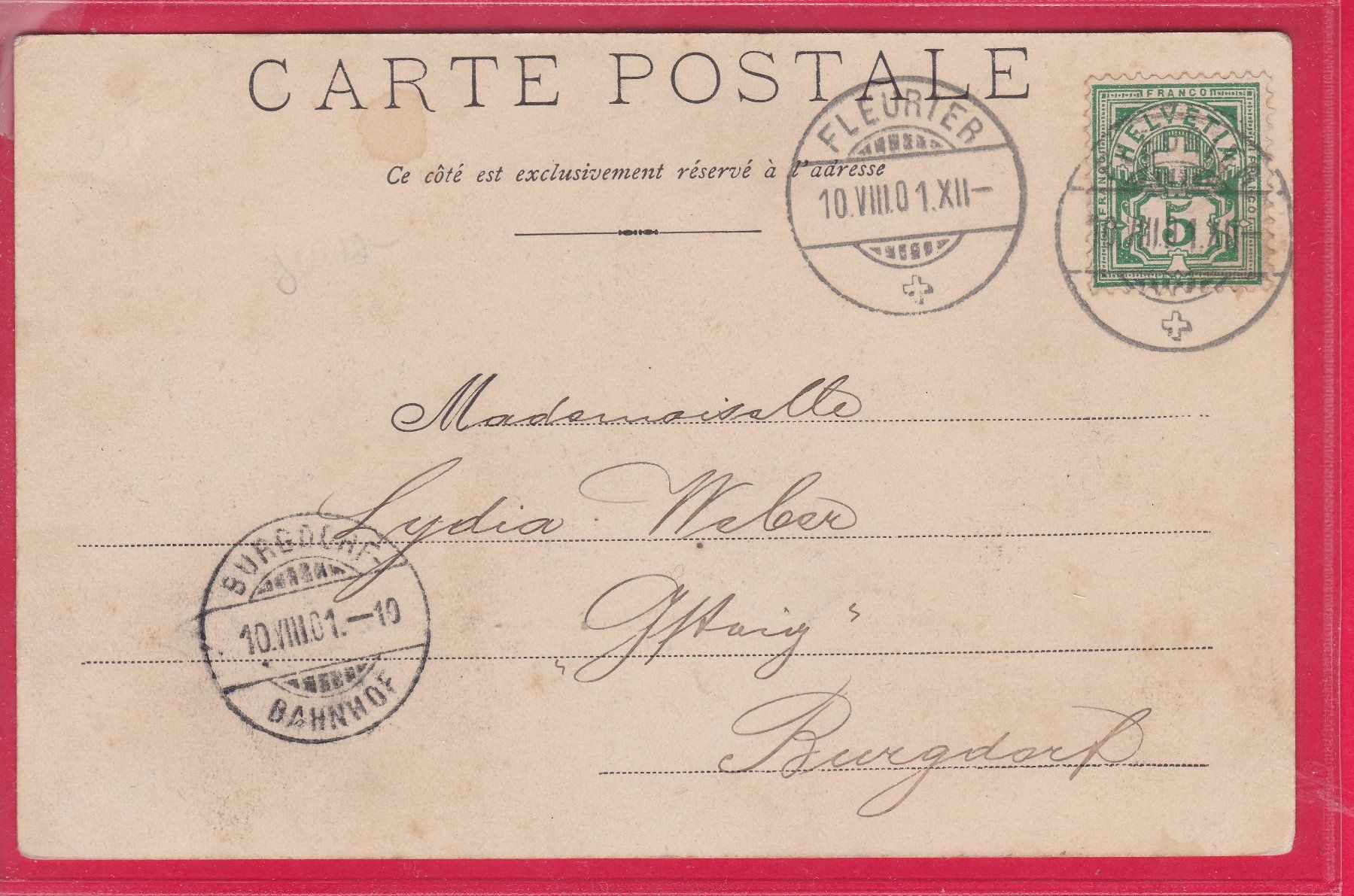 Ansichtskarten: SAINTE CROIX - VUE GÉNÉRALE, 10.8.1901 – Gebraucht aus Oberrieden von Gebirgsstelze 1