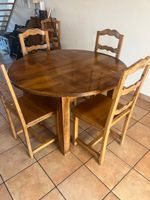 Table ronde extensible bois 4 chaises bon état