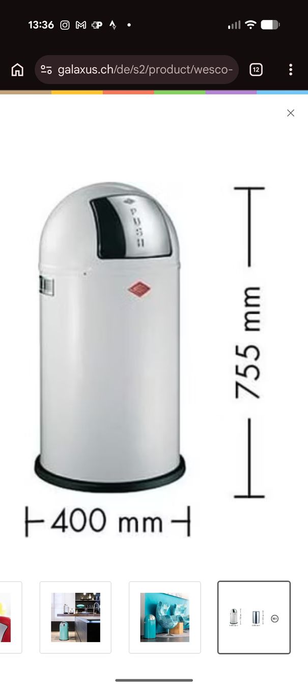 Wesco Cestini per rifiuti: Wesco Pushboy, 50l Abfalleimer, beige 'Mandel' – Usato da Uitikon Waldegg venduto da rah_5p85 2