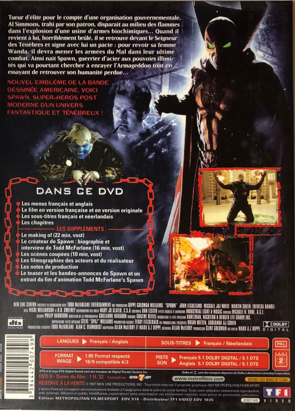 Tutti i DVDs: SPAWN (LA JUSTICE A UN NOUVEAU NOM) – Usato da Poliez-Pittet venduto da Newtown-Records 1